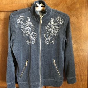 D&D LIFESTYLE Gray cotton fleece zippered JACKET